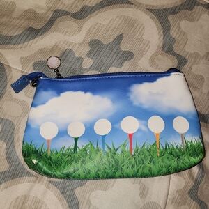 Blue and White Clutch with Golf Design